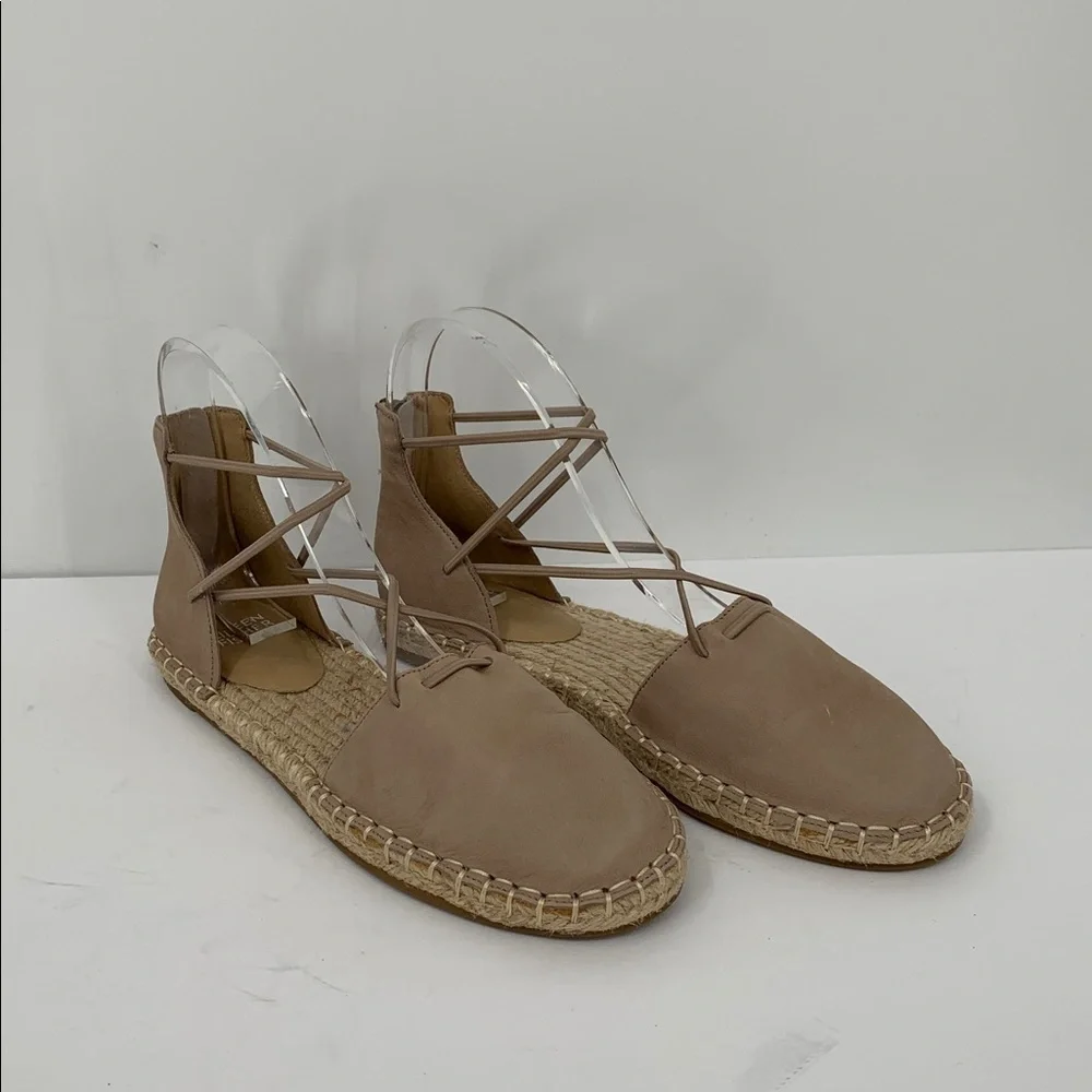 Eileen Fisher Lace-up Espadrille Shoe tan brown strappy leather flat women 7